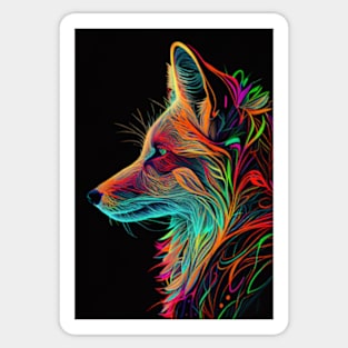 Colorful Fox: Adorable and Cute Wildlife Animals in Vibrant Colors Sticker